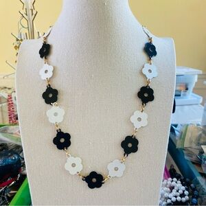 Floral Black and White Necklace